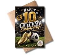 WBdesignz Football Birthday Card 10th Birthday Boy - Cool Greeting Card with Envelope - Happy 10th Birthday Champion - Congratulations Card Football Boot Ball - for Children, Son, Brother (A6)