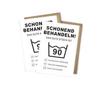 WBdesignz Funny 90th Birthday Card with Envelope - Funny Care Guide with Washing Symbol - Senior & Senior Card with Humour with Envelopes DIN A6 (Set of 2, Washing Symbol)
