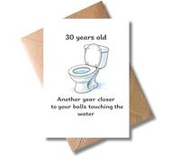 WBdesignz Funny Birthday Card for 30th Birthday - 30 years old - Another year closer to your balls touching the water - Humorous Greeting Card with Envelope for Men, Friend (DIN A6)