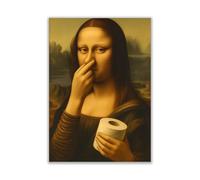 WBdesignz Funny Poster - Mona Lisa with Toilet Paper and Nose-to-Gesture - Ironic Wall Decoration for Toilet, Guest Toilet or Bathroom (A4) - Without Frame