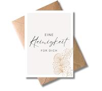 WBdesignz Greeting Card "Eine Kleinigkeit für Dich" with Envelope - Elegant Card with Golden Flower Illustration - Ideal as a Small Gift for a Birthday, Voucher, Thank You Card (DIN A6)