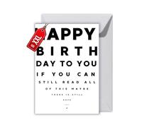 WBdesignz Humorous Birthday Card with Envelope - Funny Greeting Card with Eye Test Motif for Friends, Family and Colleagues (XXL DIN A4)