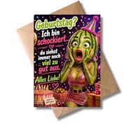 WBdesignz Humorous Cheeky Birthday Card with Envelope - Funny Fruit Card with Melon Figure - Fruit Card with Humour Complement Women Girlfriends - Birthday? You Look Much Too Good (DIN A6)