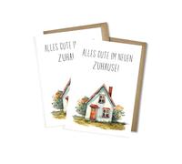 WBdesignz Inauguration Cards with Envelopes - Housewarming Cards "Alles Gute im neuen Zuhause Moving Cards" Watercolour Style Card (Set of 2, DIN A6)