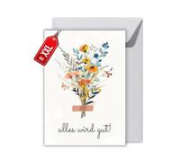 WBdesignz Loving Encouragement Card with Envelope - Beautiful Consolation Card "Alles wird gut!" [German Language] Heartfelt encouragement card for friends, partners, colleagues (XXL DIN A4)