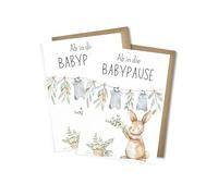 WBdesignz Maternity Protection Cards with Envelopes - Greeting Cards for Birth "Off to Baby Break" Gift Cards Pregnancy Farewell Cards Baby Break Birth Baby Shower Mother DIN A6 (Set of 2)