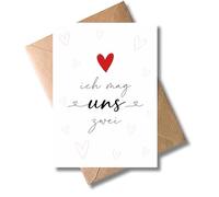 WBdesignz Minimalist Love Card with Envelope - I Like Us Two - Romantic Heart Design - Relationship Partnership - Love Card for Couples Partner - Anniversary Valentine's Day (DIN A6)