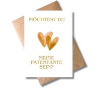 WBdesignz Modern Christening Card - Would You Like to Be My Godmother? - Loving Card with Envelope for Christening Godmother, Godmother - with Hearts - for Girlfriend, Sister, Aunt, Women (DIN A6)