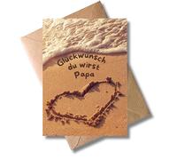 WBdesignz Modern Pregnancy Card - Congratulations You Will Dad - Surprise Card with Envelope and Heart, Beach Motif for Pregnancy Proclamation - Expecting Father, Boyfriend, Husband (DIN A6)