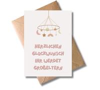 WBdesignz Modern Pregnancy Card with Envelope - Congratulations You Will Be Grandparents - Surprise Card for Pregnancy Announcement - for Grandma, Grandpa, Grandparents (DIN A6)