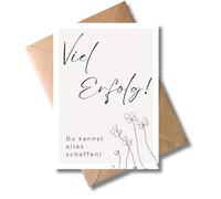 WBdesignz Motivational Card "Viel Erfolg!" with Envelope - Clover Leaf Motif - for Farewell, New Beginning or Change of Job - for Colleagues, Friends and Family - Sweet Encouragement for the Future