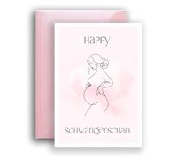 WBdesignz Pregnancy Card with Pink Envelope - Cute Congratulations Card on Pregnancy for Girlfriend, Colleague, Pregnant Women - for Baby Announcements, Brotherhood Announcements, Congratulations (DIN