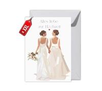 WBdesignz Queer Wedding Card with Envelope - Stylish Wedding Card for Women Beautiful Gift Card for Wedding Party Bride and Groom Love Engagement LGBTQ+ (XXL DIN A4, Wedding)