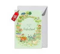 WBdesignz Retirement Card "Alles Gute zum Ruhestand" with Envelope - Lovingly Illustrated Farewell Card in Garden Motif (XXL DIN A4, Garden)