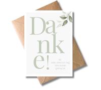 WBdesignz Set of 10 Wedding Thank You Cards with Envelopes - Elegant Cards with Green Leaf Motif - Perfect Thank You Card for Wedding Guests (DIN A6)