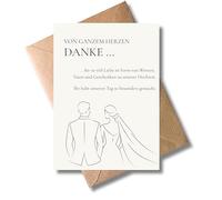 WBdesignz Set of 10 Wedding Thank You Cards with Envelopes - with Bride and Groom Line Art Motif - For Wedding Gifts Guests - Wedding Thank You Cards (DIN A6)