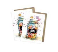 WBdesignz Set of 2 Greeting Cards "Alles Liebe" - with Colourful Heart Glass Motif - High-Quality Cards for Many Occasions - Birthday - with DIN A6 Envelopes (Set of 2)
