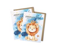 WBdesignz Set of 2 Maşallah Sin Greeting Cards - Lion Motif - Turkish Congratulations Cards for Circumcision Party - Boys Card for Sin Party - with DIN A6 Envelopes (Set of 2)