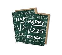 WBdesignz Set of 2 Maths Birthday Cards - Happy √225 Birthday - Ideal for Maths Fans, Nerds, Teachers & Students - 15th Birthday Card - A6 Envelopes (Set of 2, 15)