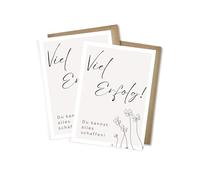 WBdesignz Set of 2 Motivational Cards "Viel Erfolg!" with Envelopes - Clover Leaf Motif - Farewell, New Beginning, Job Change - Colleagues, Friends & Family - Sweet Encouragement for the Future (DIN