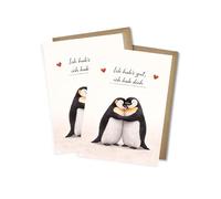 WBdesignz Set of 2 penguin cards with envelopes - cute cards with hugging penguins "Ich hab's gut, ich hab dich" - perfect thank you cards, birthday, Valentine's Day for friends and partners (DIN A6)