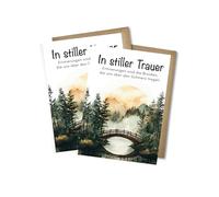 WBdesignz Set of 2 Sympathy Cards Bridge Motifs with Envelopes - "In Silent Grief - Memories are the Bridges" - Bridge Motif - Stylish Greetings Farewell - Sympathy Cards Quote (Set of 2, DIN A6)