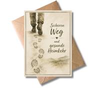 WBdesignz Stylish Farewell Card for Soldiers with Envelope - German Armed Forces - Safe Way Healthy Homecoming - Card for Farewell Before Use - For Comrades Relatives (DIN A6)