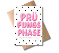 WBdesignz Sweet Motivation Exam Phase Polka Dots with Envelope - Du schaffst das - Exams Exams Examination Phase - Abitur Studies Training - Courage for Exam Stress (DIN A6)