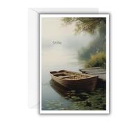 WBdesignz Sympathy Card "Silence" with White Envelope - Elegant Memorial Card with Sea and Boat Motif - Sensitive Sympathy Card for Expressing Grief, Compassion and Comfort - Funeral (A6)