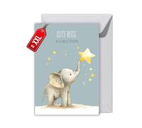 WBdesignz Sympathy Card Star Child with Elephant with Envelope - "Gute Reise kleiner Stern" - Lovingly Illustrated Card for Farewell for Children - Farewell - Condolence Card (XXL DIN A4)
