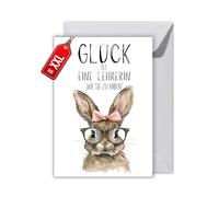 WBdesignz Teacher Thank You Card with Envelope - Charming Thank You Card "Glück ist eine Lehrerin wie Sie zu haben!" (German Language) Thank You Card Humorous Thank You Card for Teacher (XXL DIN A4)
