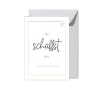 WBdesignz XXL encouragement card "Du schaffst das." with envelope, cute motivation card with golden frame and heart detail, perfect for birthdays, farewell, new beginnings, exams (XXL DIN A4)