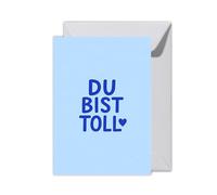 WBdesignz XXL Greeting Card "Du bist toll" with Envelope - Motivational Saying Card for Friendship, Encouragement & Encouragement - Blue Card with Saying - Motivational Card (XXL DIN A4)