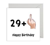 WBdesignz XXL Humorous Birthday Card with Envelope - Funny Middle Finger Greeting Card for 30th Birthday 29 + 1 Inch Happy Birthday - for Thirty Year Olds (XXL 21 x 21 cm)
