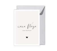 WBdesignz XXL Leaving Card "New Ways" with Envelope - Greeting Card New Beginning, Job Change, New Stage of Life - Minimalist Lettering & Heart - Colleagues, Friends & Family (XXL DIN A4)