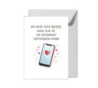 WBdesignz XXL Love Card "Du bist das Beste, was ich je im Internet gefunden habe" with Envelope - Mobile Phone, Heart - Girlfriend, Partner Online Dating - Birthday, Valentine's Day, Anniversary (XXL