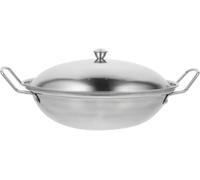 WBDWWTD 1 Set Stainless Steel Cookware Everyday Pan with Lid Kitchen Stock Pot Non Stick Stir Fry Pans Double Handles Chefs Wok Pan Food Serving Pot Seafood Pot for Home 10in Wok(22.3X22.3X6.5CM)