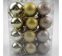 WBDWWTD 24pcs 3cm Gold Pink Champagne Red Metallic Christmas Balls Decor Christmas Tree Balls Xmas Decor for Home New Year Gift-Golden