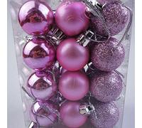 WBDWWTD 24pcs 3cm Gold Pink Champagne Red Metallic Christmas Balls Decor Christmas Tree Balls Xmas Decor for Home New Year Gift-Pink