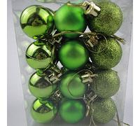 WBDWWTD 24pcs 3cm Gold Pink Champagne Red Metallic Christmas Balls Decor Christmas Tree Balls Xmas Decor for Home New Year Gift-Green