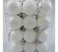 WBDWWTD 24pcs 3cm Gold Pink Champagne Red Metallic Christmas Balls Decor Christmas Tree Balls Xmas Decor for Home New Year Gift-White