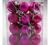 WBDWWTD 24pcs 3cm Gold Pink Champagne Red Metallic Christmas Balls Decor Christmas Tree Balls Xmas Decor for Home New Year Gift-Rose Red