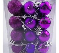 WBDWWTD 24pcs 3cm Gold Pink Champagne Red Metallic Christmas Balls Decor Christmas Tree Balls Xmas Decor for Home New Year Gift-Purple