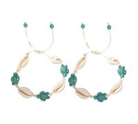 WBDWWTD 2pcs Natural Shell Sea Turtle Bracelet Boho Handmade Anklet Beach Jewelry Adjustable Lucky Wristband for Women