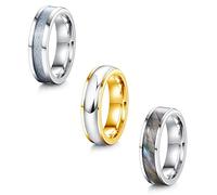 WBDWWTD 3 PCS Stainless Steel Rings for Men Women 6MM Mens Rings Set Inlay Finish Domed Ring Wedding Band Polished Engagement Ring Comfort Fit Size J1/2-X1/2