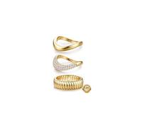 WBDWWTD 3Pcs Chunky Gold Rings for Women Non Tarnish 14K Gold Filled Stacking Rings Set Trendy Cubic Zirconia Thumb Knuckle Ring Dainty Statement Band Ring R 1/2