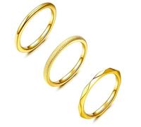 WBDWWTD 3Pcs Gold/Silver Rings for Women Girls Minimalist 18K Gold Silver Plated Filled Ring Set Delicate Stackable Knuckle Finger and Thumb Band Rings Jewellery