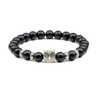 WBDWWTD 8mm Stone Bracelets Crystal Bracelets Men Nature Stones Owl White Round Beads Braided Elastic 17cm x 7mm 1PCS for New Year