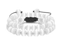 WBDWWTD 8mm Stone Bracelets Friendship Bracelet Beads Crystal Opal White Round Woven Stretchy Nature Stones 17cm x 7mm 1PCS for Engagement