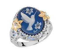 WBDWWTD 925 Sterling Silver Dove of Peace Ring, Hummingbird Animal Cute Pattern Ring Gift for Teens Men Women, Nanoreflection Unique Animal Silver Ring